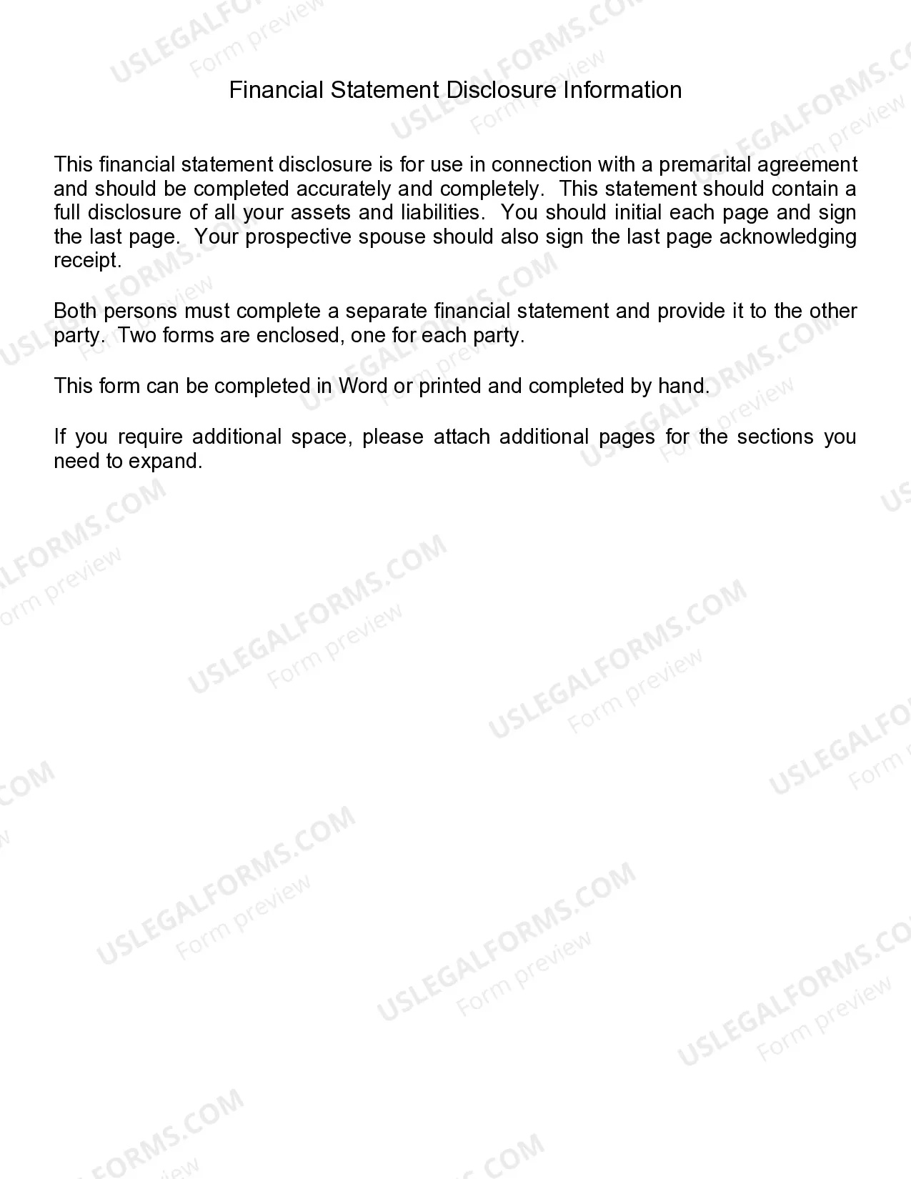 Preview West Virginia Prenuptial Premarital Agreement with Financial Statements