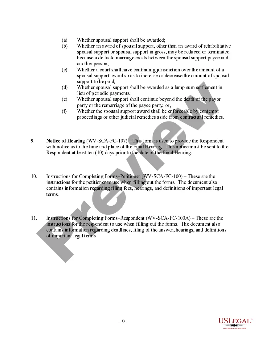 Preview West Virginia No-Fault Agreed Uncontested Divorce Package for Dissolution of Marriage for Persons with No Children with or without Property and Debts