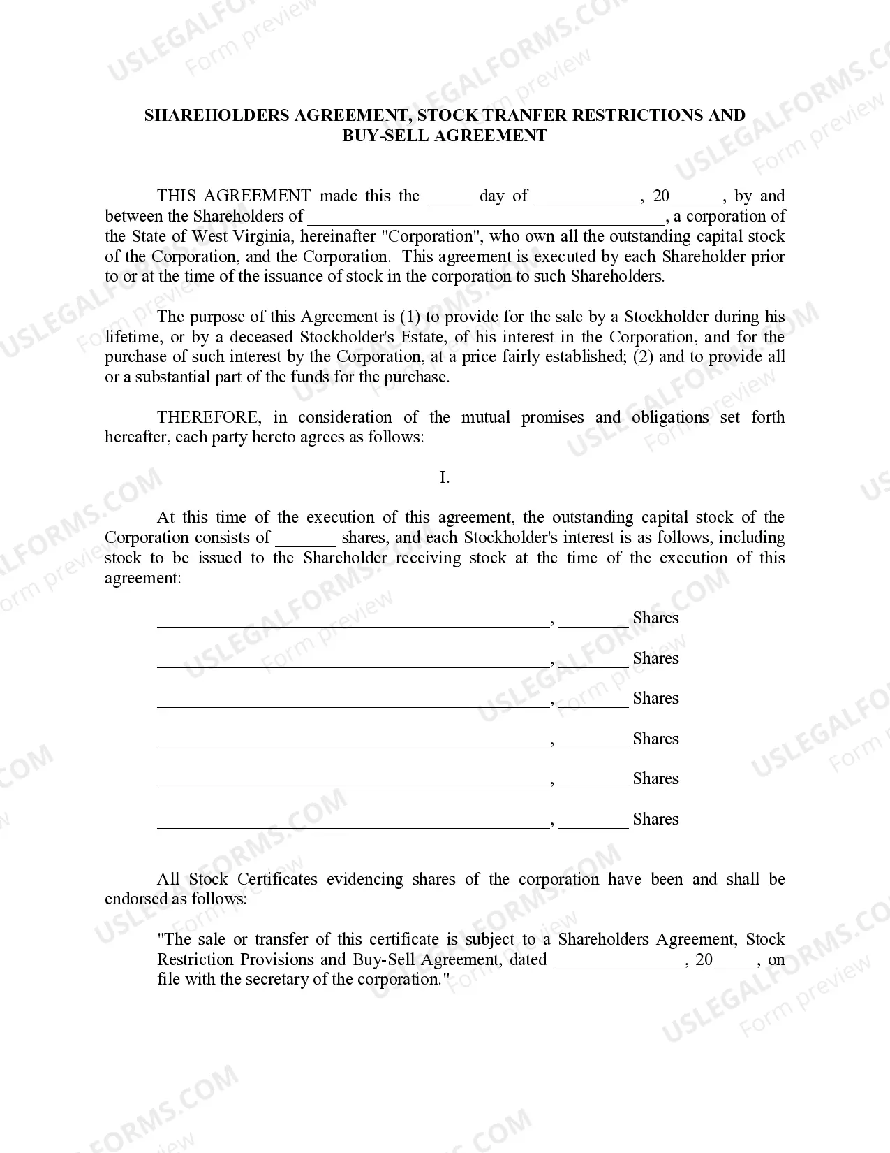 Preview West Virginia Pre-Incorporation Agreement, Shareholders Agreement and Confidentiality Agreement