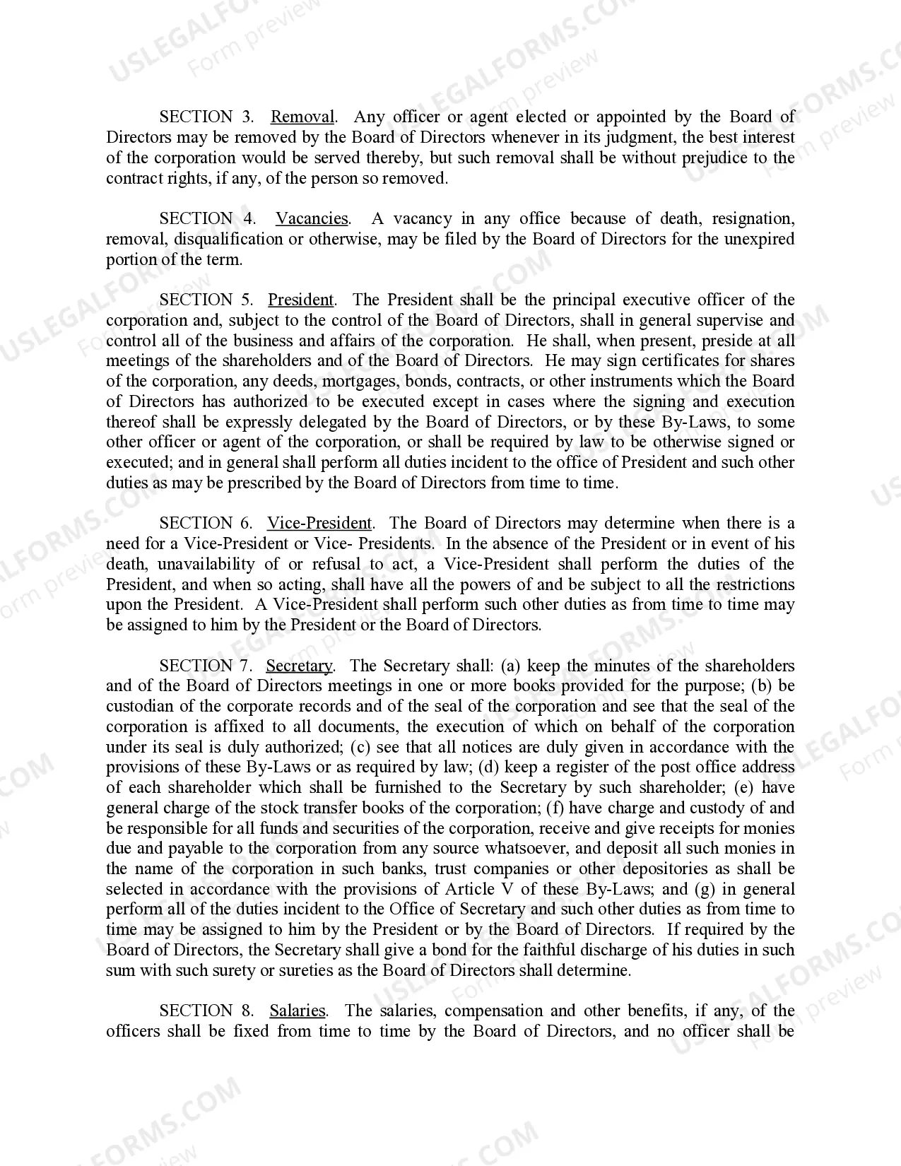 Preview West Virginia Bylaws for Corporation