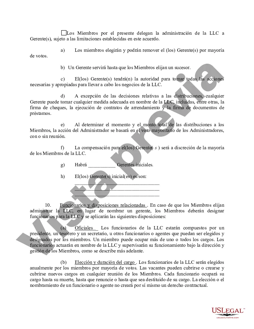 Preview Acuerdo Operativo de Sociedad de Responsabilidad Limitada LLC
