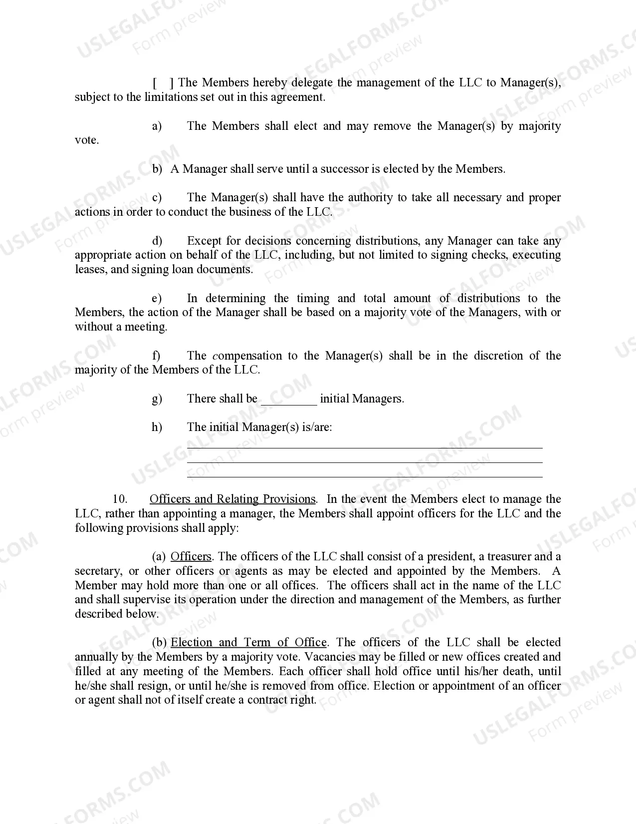 Preview Limited Liability Company LLC Operating Agreement