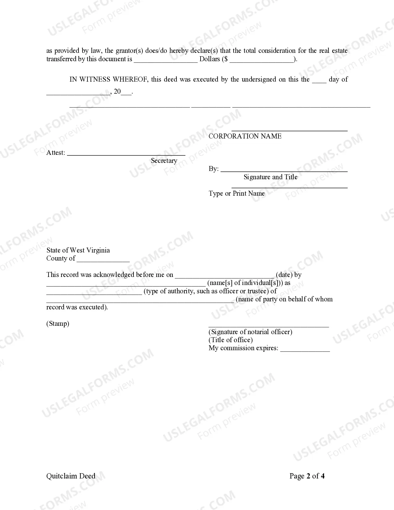 Preview Quitclaim Deed from Corporation to Husband and Wife