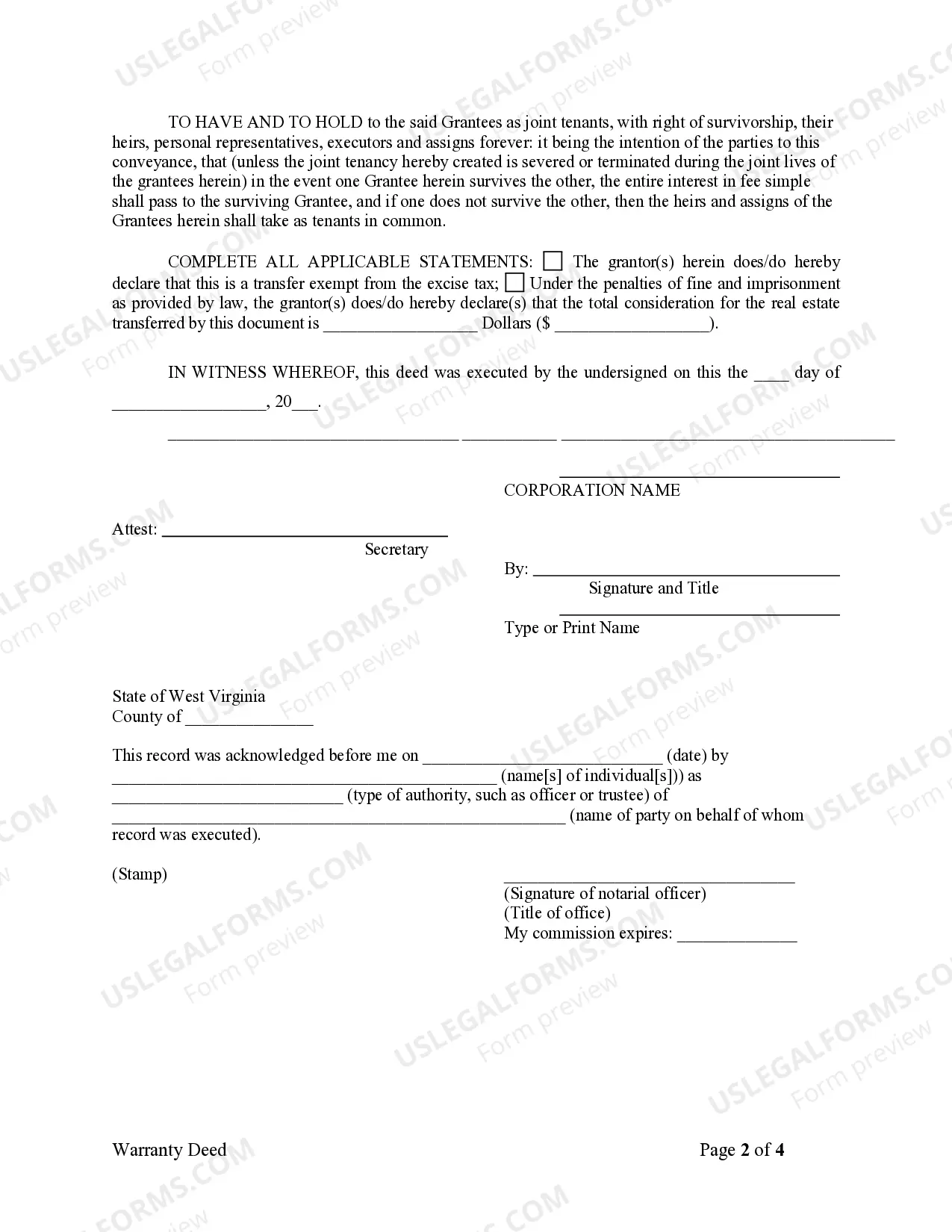Preview Warranty Deed from Corporation to Husband and Wife