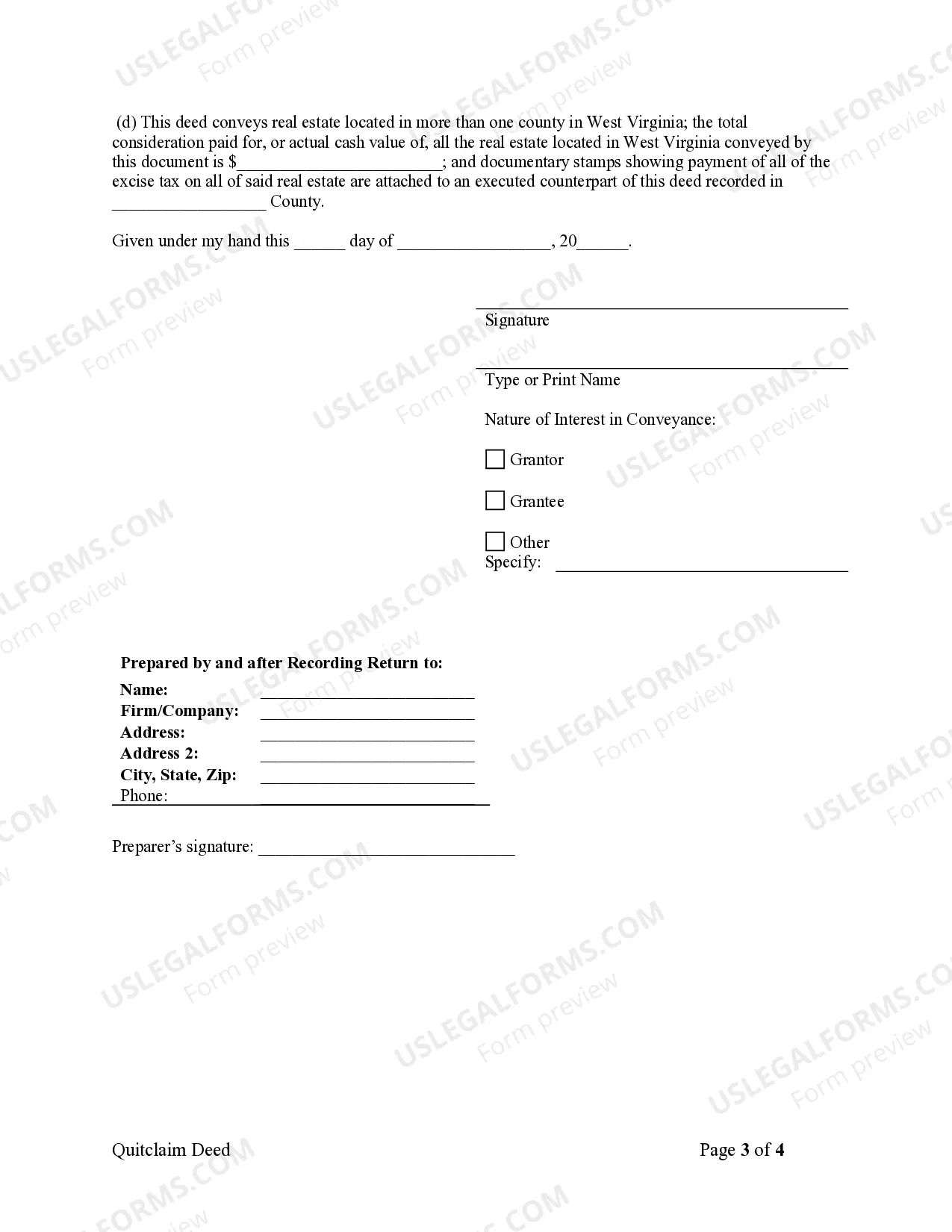 Preview Quitclaim Deed from Corporation to Individual