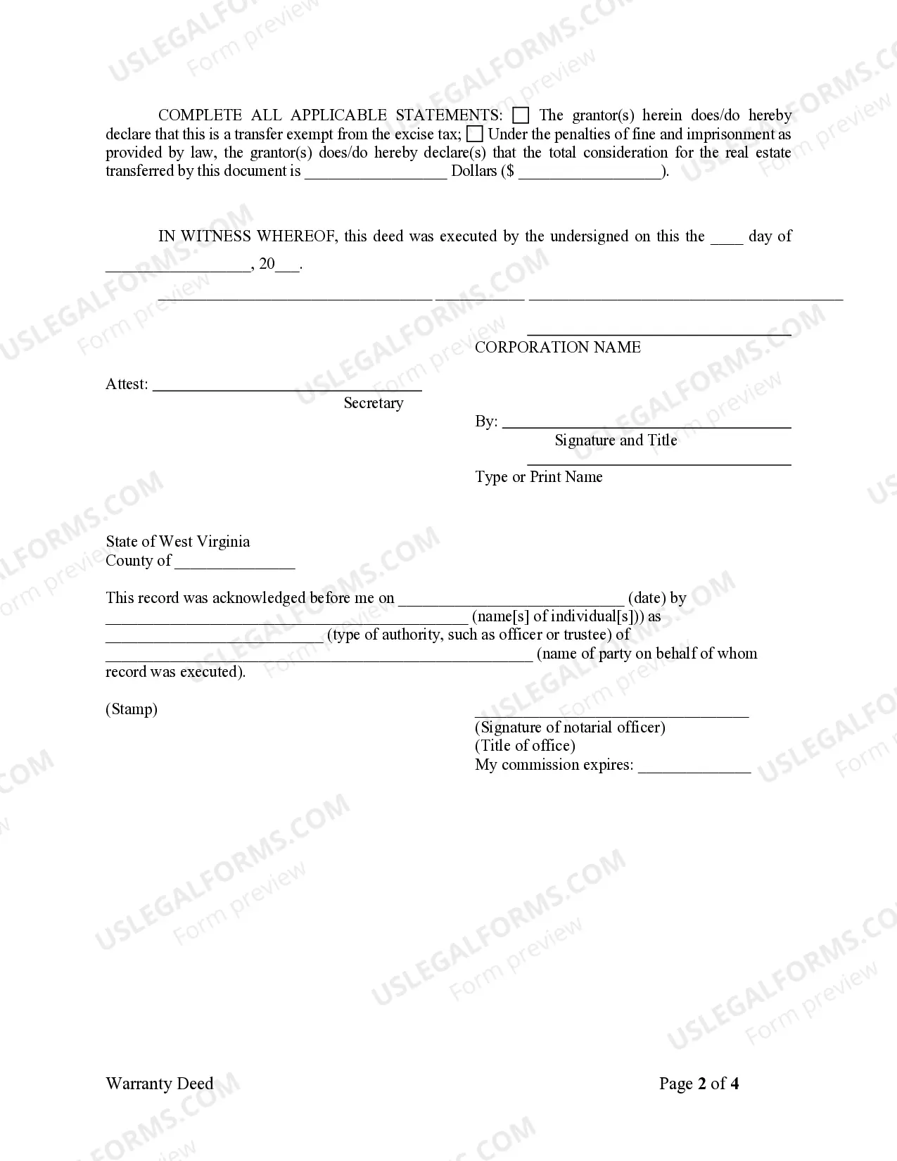 Preview Warranty Deed from Corporation to Corporation