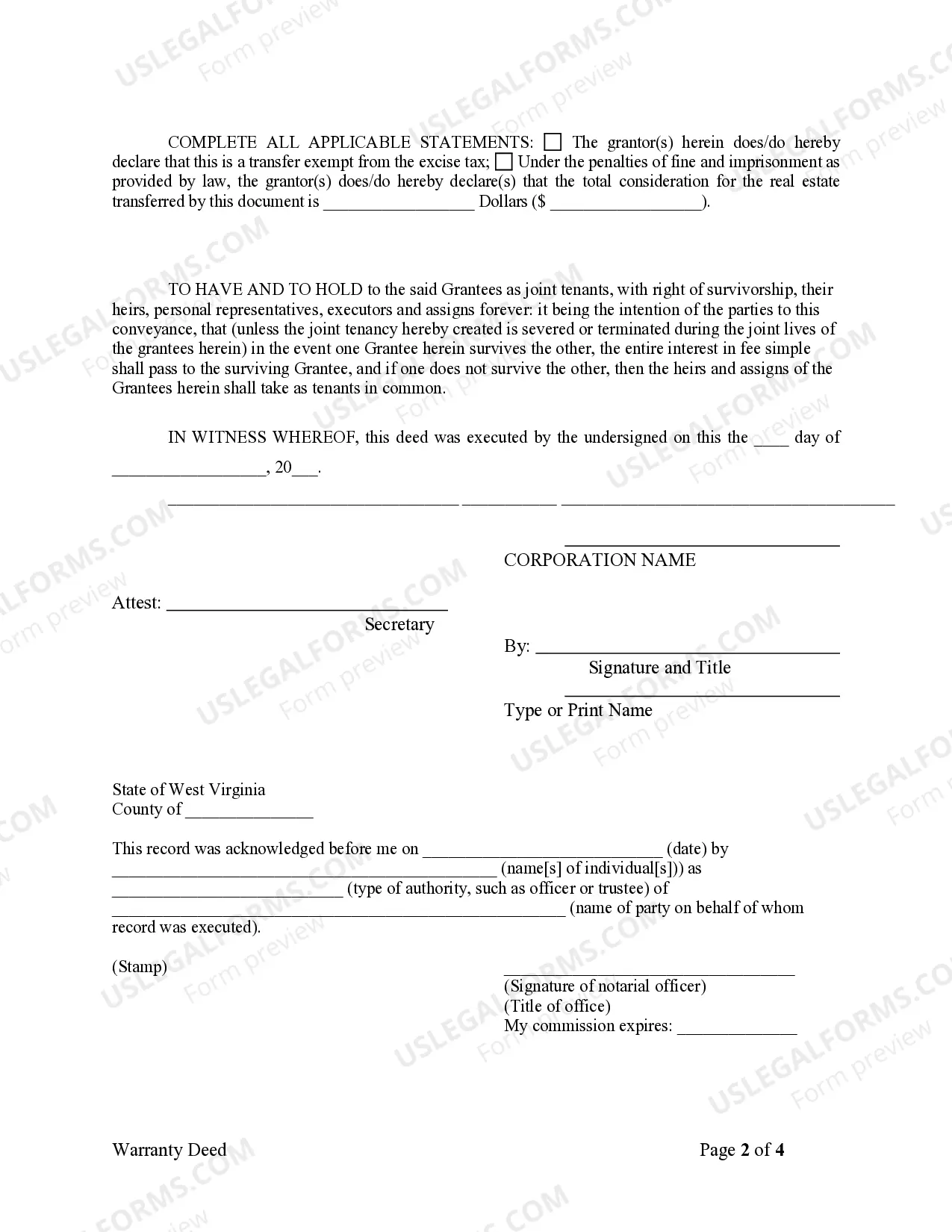 Preview Warranty Deed from Corporation to Two Individuals