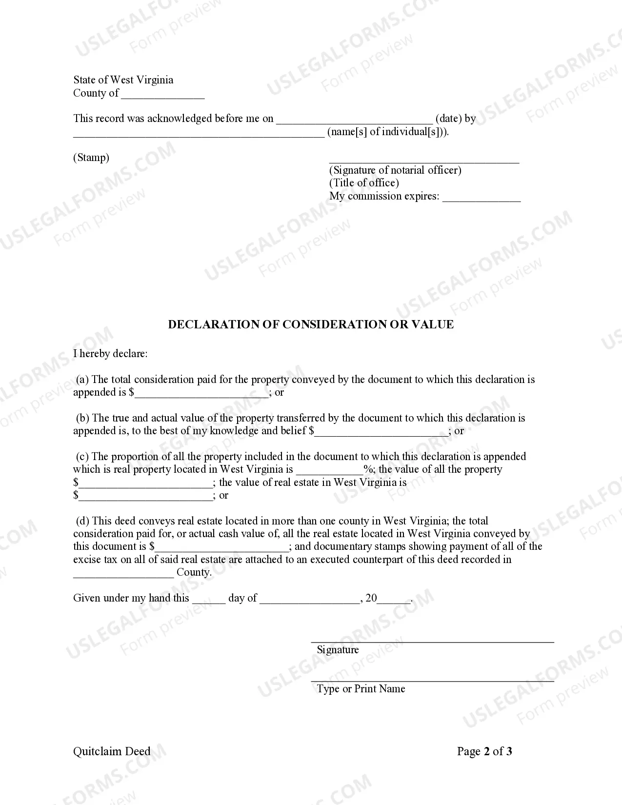 Preview Quitclaim Deed from Husband to Himself and Wife