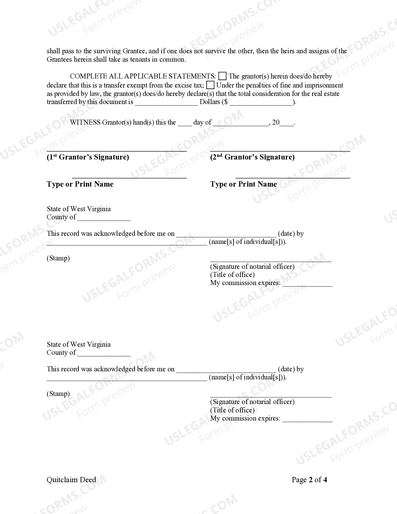 Preview Quitclaim Deed from Husband and Wife to Husband and Wife