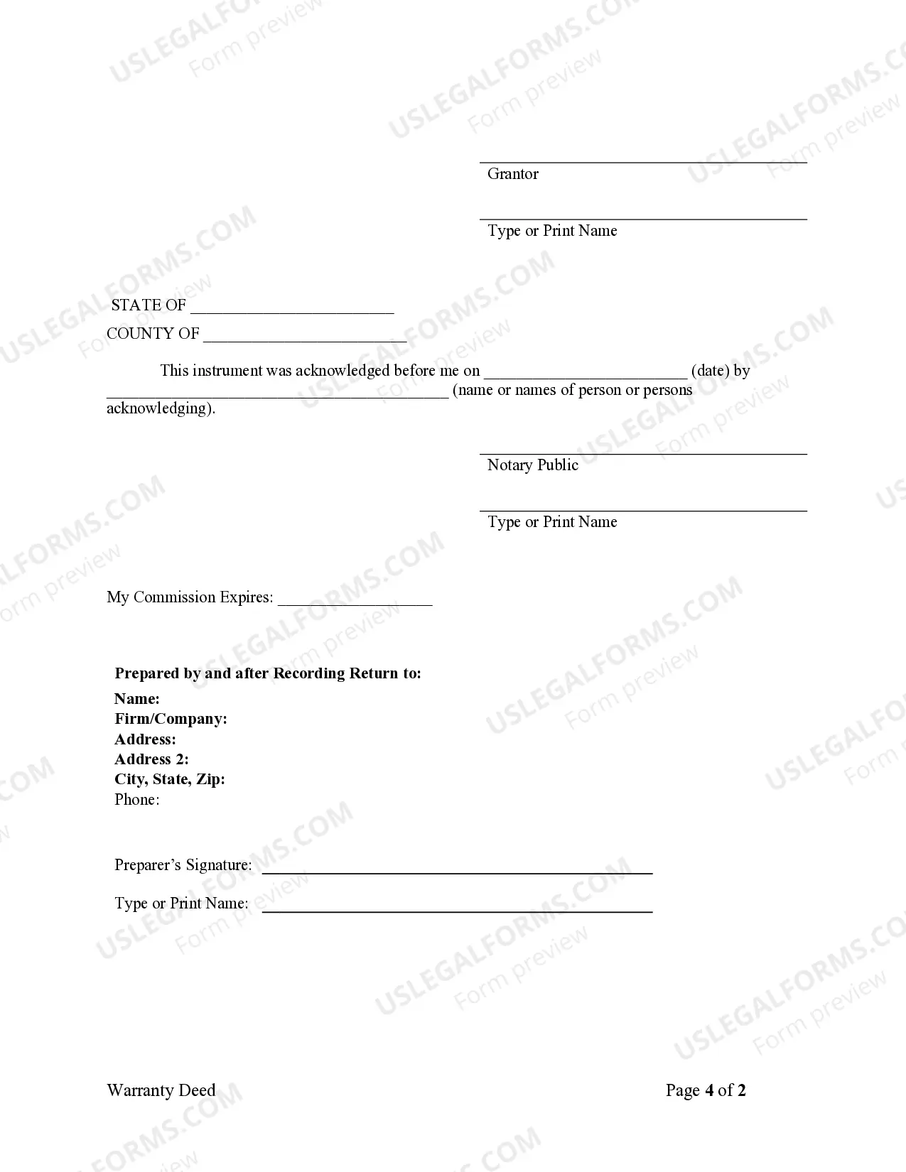 Preview Warranty Deed - Trust to Husband and Wife