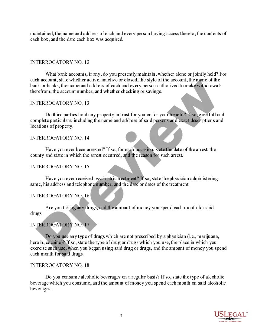 Preview Discovery Interrogatories from Plaintiff to Defendant with Production Requests