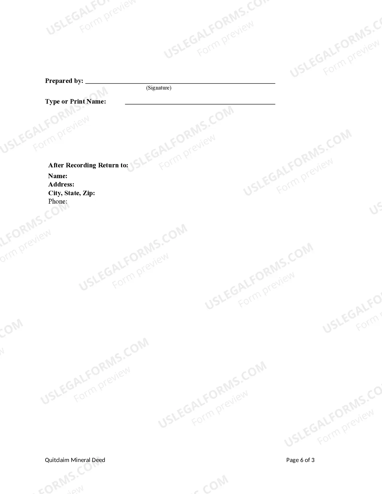Preview Quitclaim Mineral Deed - from Trust to Seven Individuals.