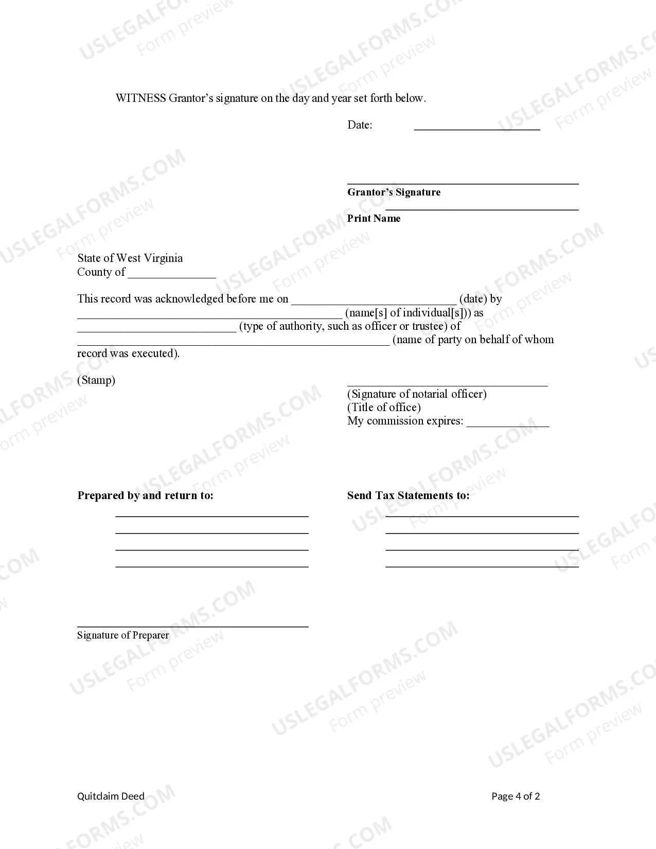 Preview Quitclaim Deed from an Individual to a Trust