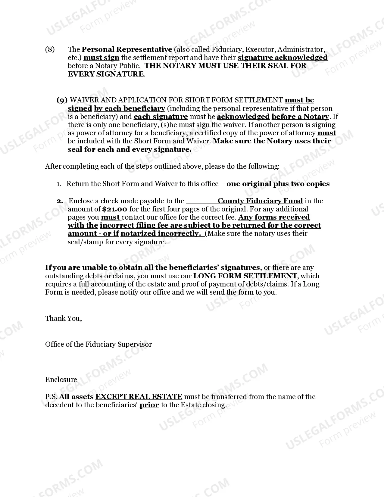 Preview Short Form Settlement - Heirship Affidavit