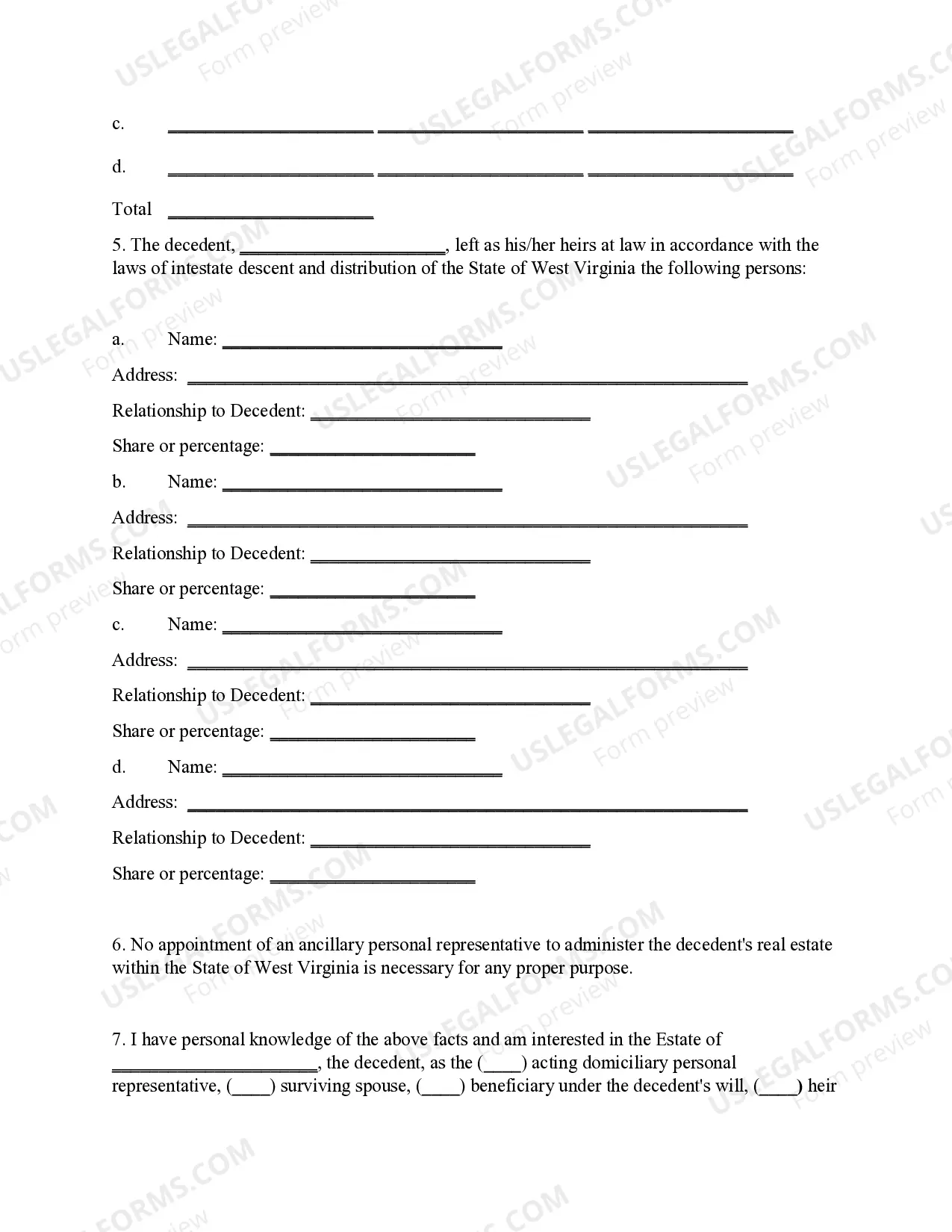 Preview Affidavit for Ancillary Administration of Real Estate without Appointment