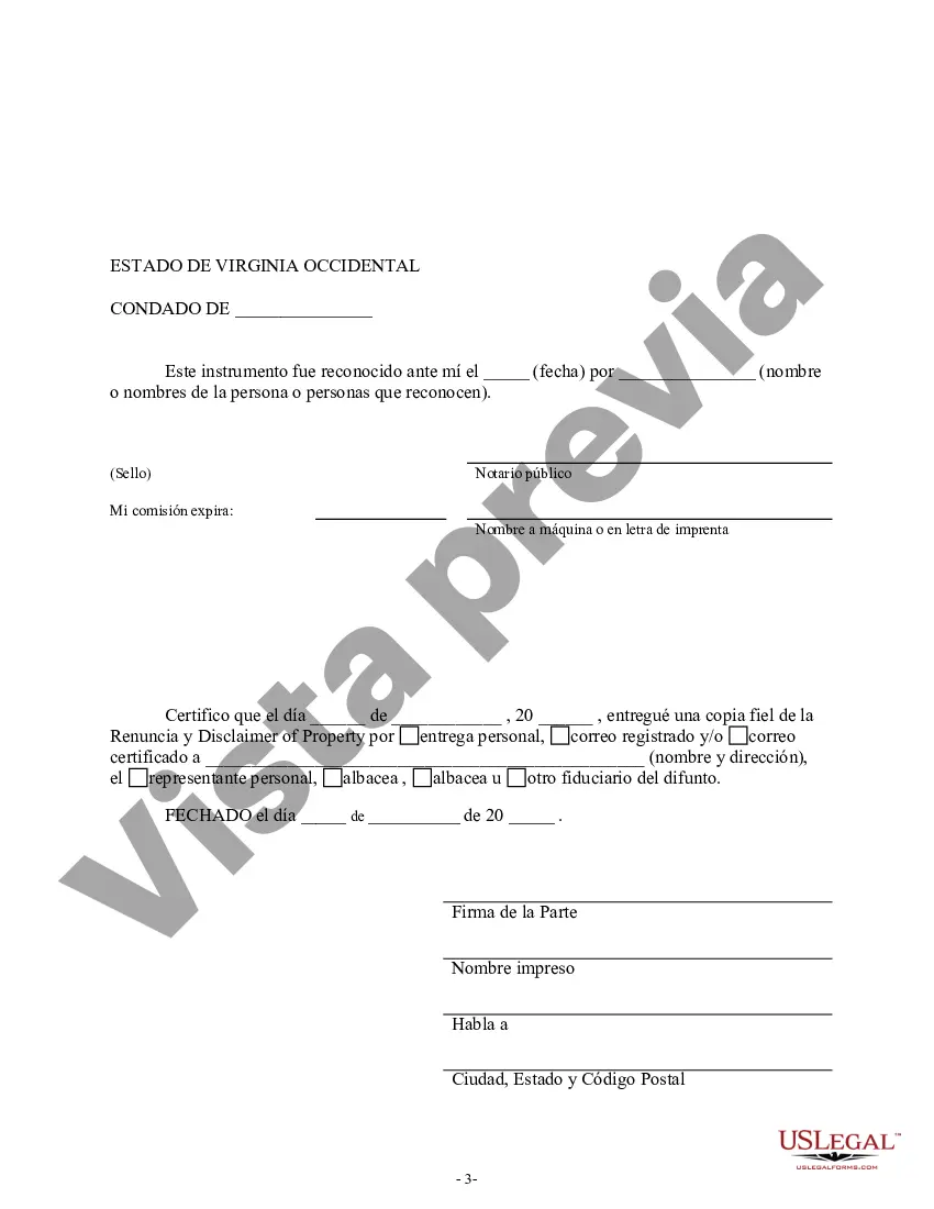 Preview Renuncia y renuncia de tenencia conjunta o interés de tenencia