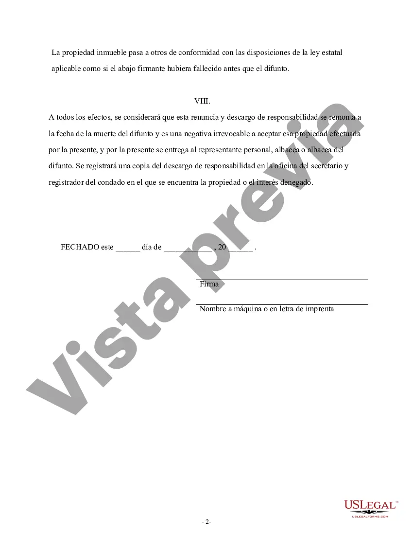 Preview Renuncia y descargo de responsabilidad de los intereses sobre bienes inmuebles
