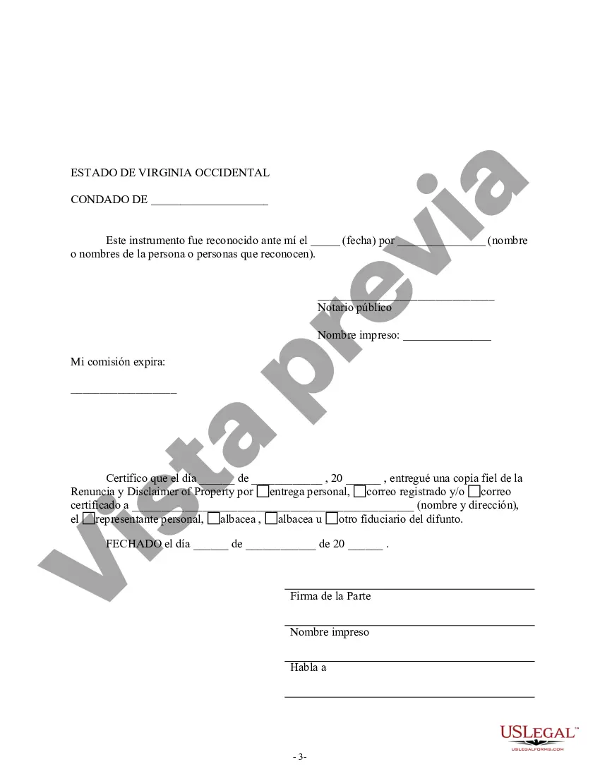 Preview Renuncia y descargo de responsabilidad de los intereses sobre bienes inmuebles