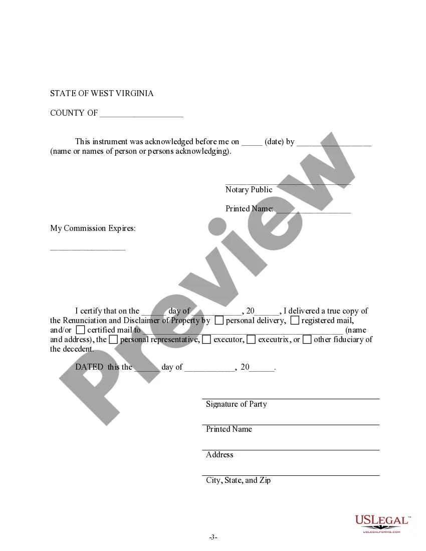 Preview Renunciation And Disclaimer of Real Property Interest