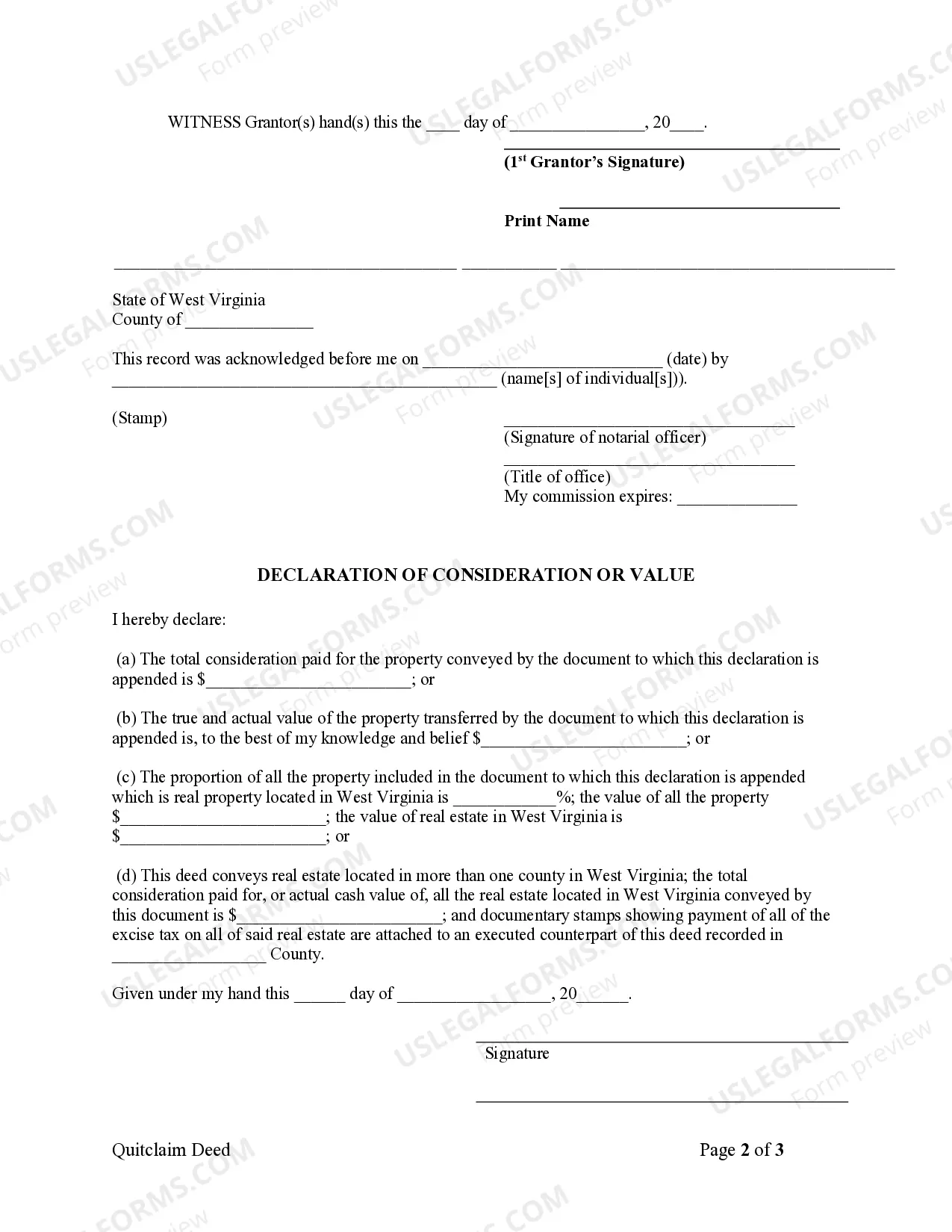 Preview Quitclaim Deed from Individual to Corporation