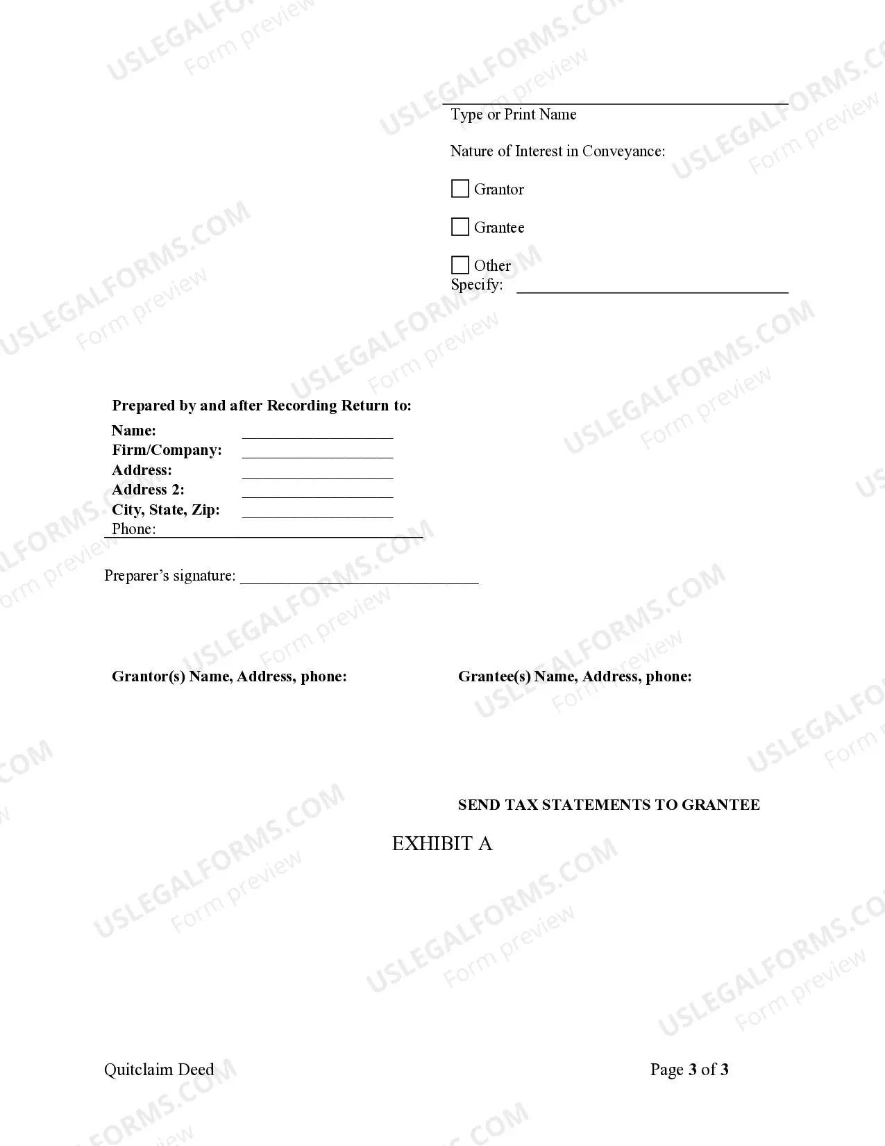 Preview Quitclaim Deed from Individual to Corporation