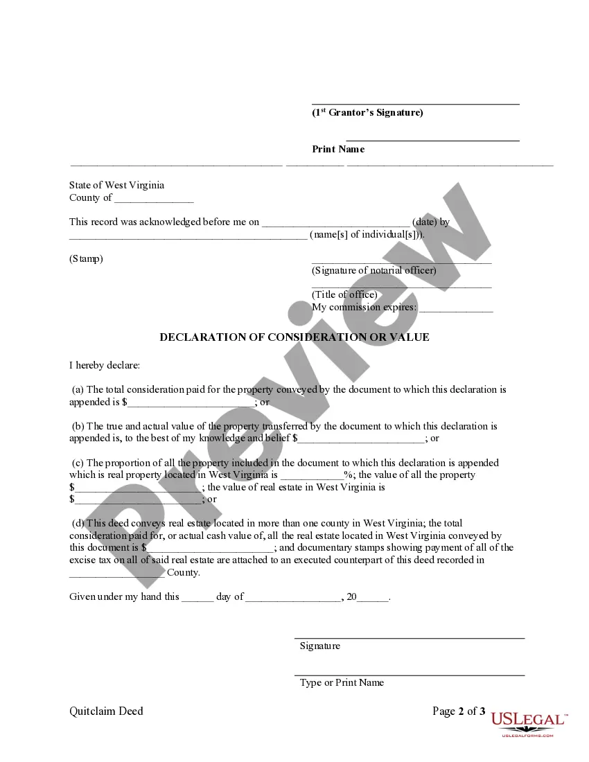 Preview Quitclaim Deed from Individual to LLC