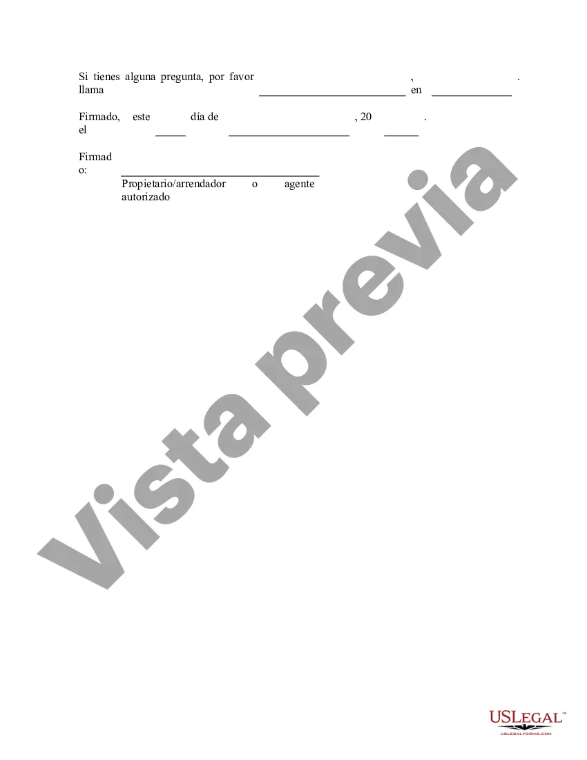 Preview Aviso de 7 días para pagar el alquiler o la terminación del contrato de arrendamiento