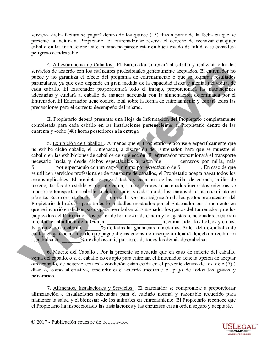 Preview Contrato de Entrenamiento - Caballo Equino Formas