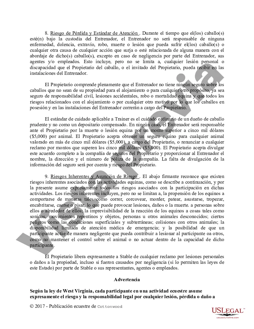 Preview Contrato de Entrenamiento - Caballo Equino Formas