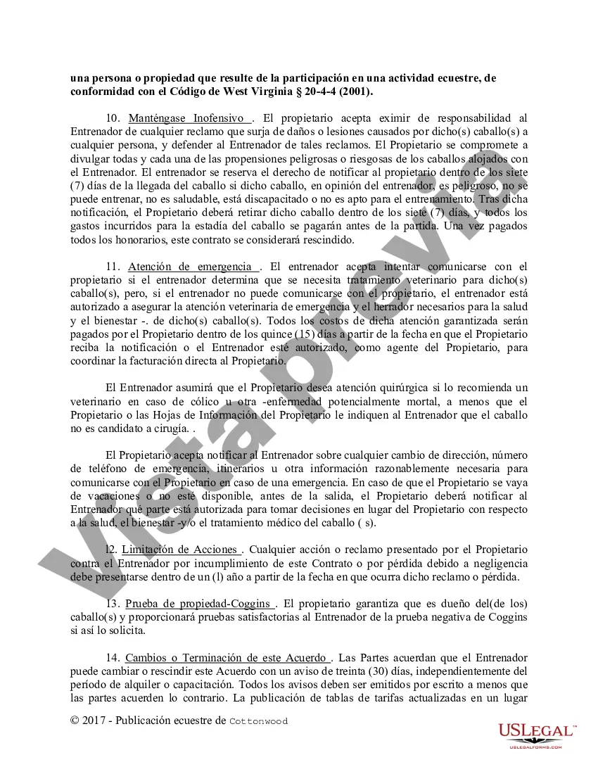 Preview Contrato de Entrenamiento - Caballo Equino Formas