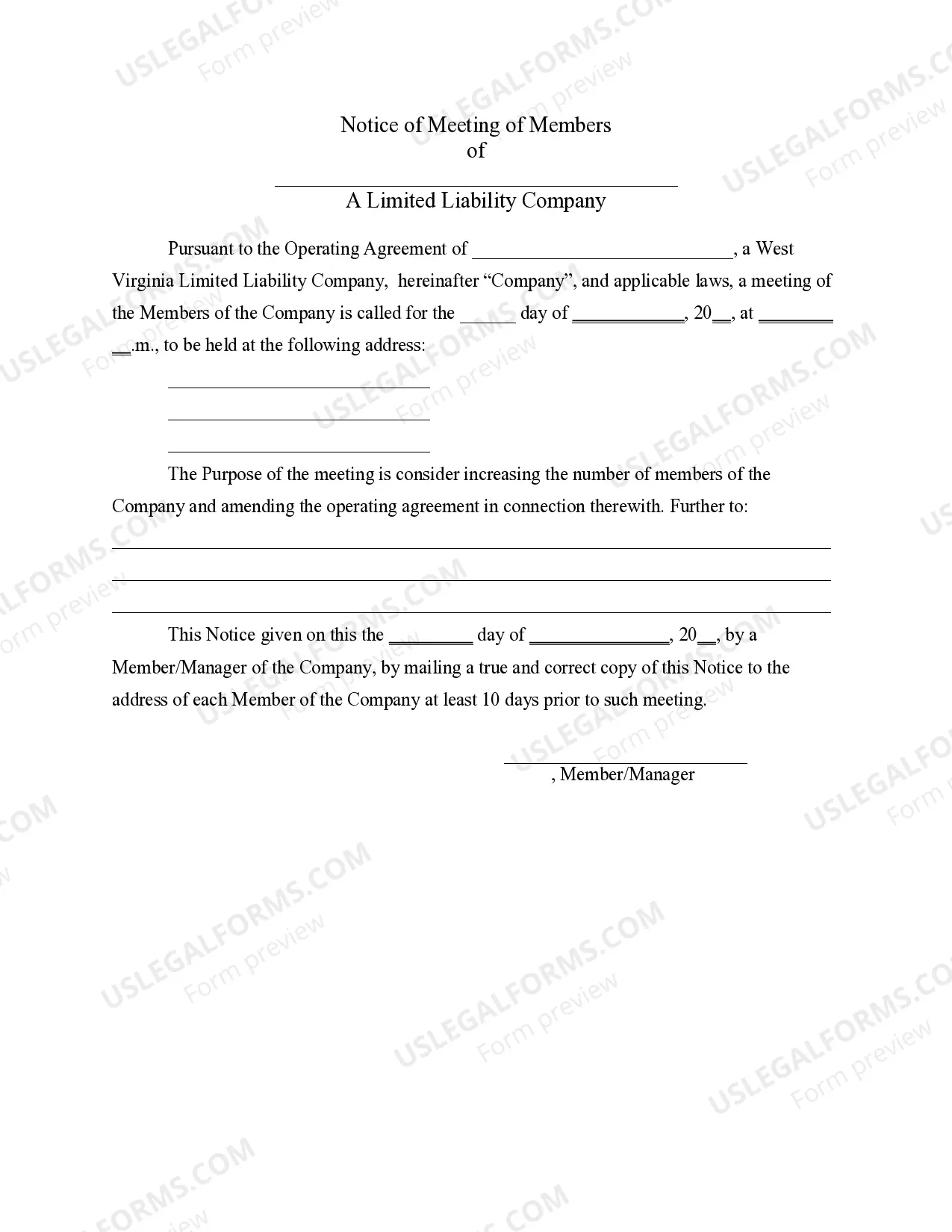 Preview LLC Notices, Resolutions and other Operations Forms Package