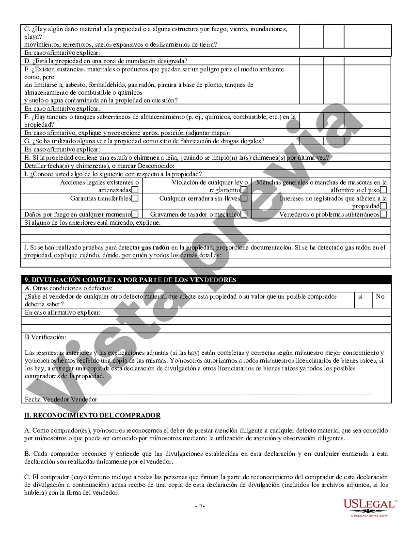 Preview Declaración de Divulgación de Ventas de Bienes Raíces Residenciales