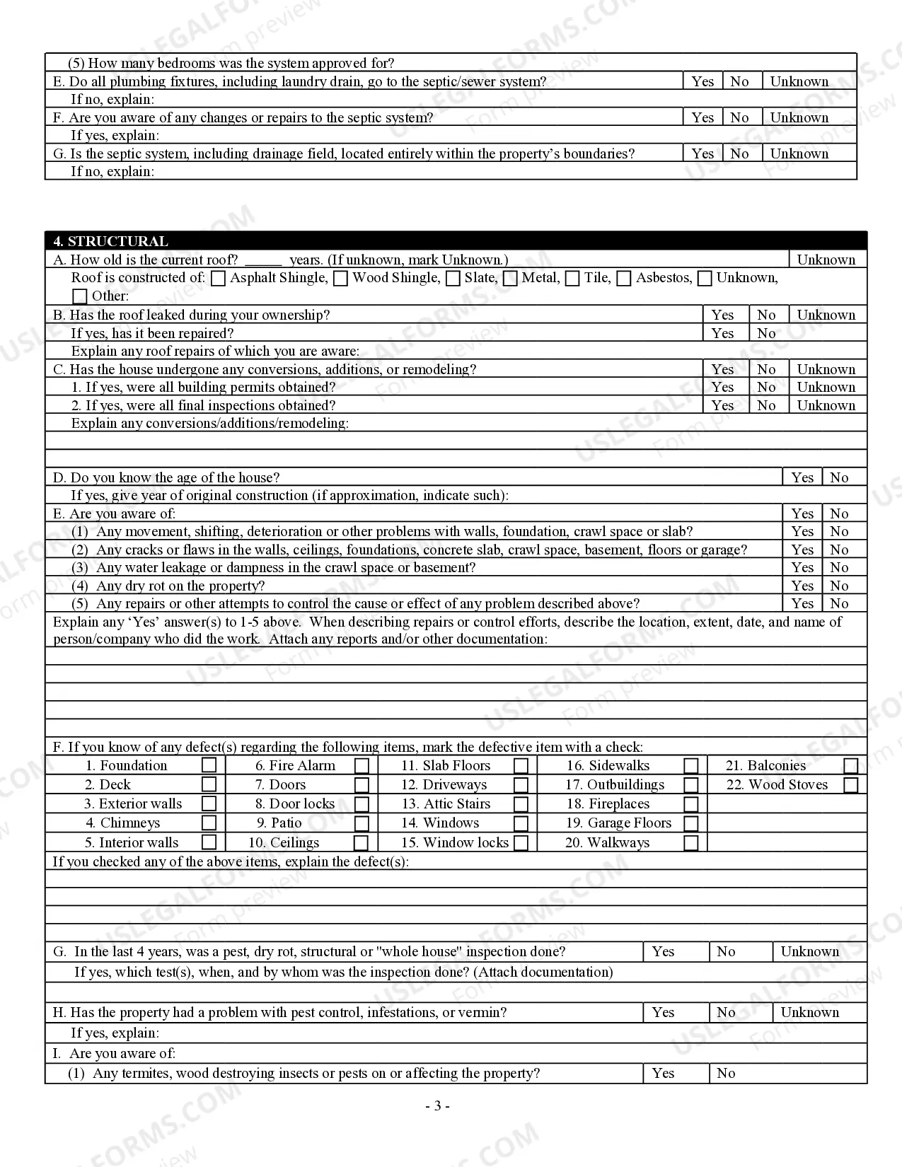 Preview Residential Real Estate Sales Disclosure Statement