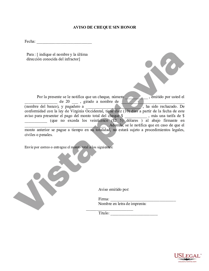 Preview Aviso de cheque sin fondos - Civil - Palabras clave: cheque sin fondos, cheque sin fondos