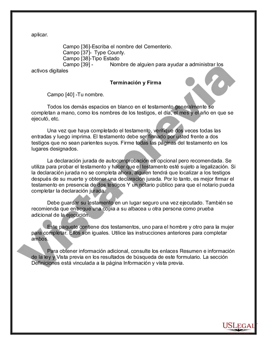 Preview Testamentos mutuos que contienen última voluntad y testamentos para personas solteras que viven juntas sin hijos