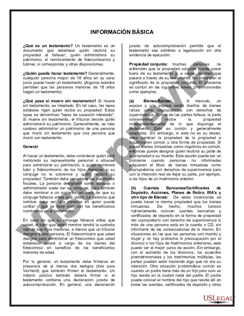 Preview Testamentos mutuos que contienen última voluntad y testamentos para personas solteras que viven juntas sin hijos