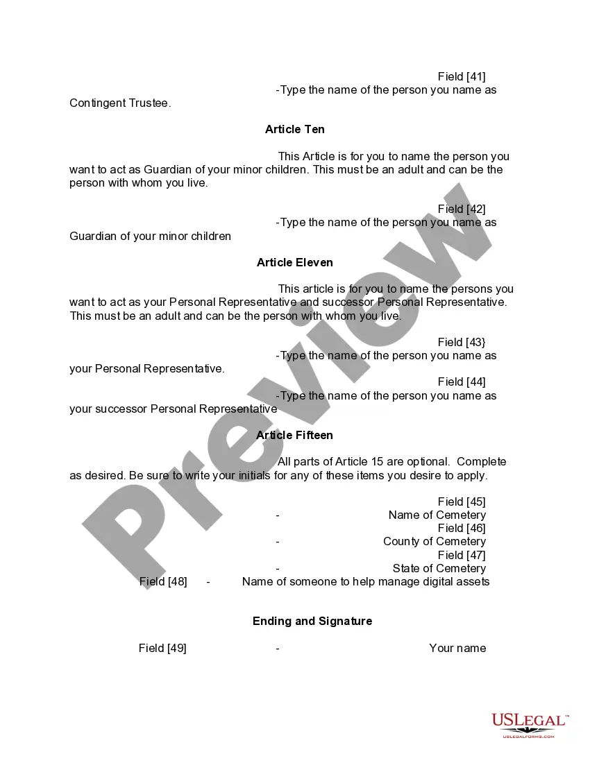 Preview Mutual Wills or Last Will and Testaments for Man and Woman living together, not Married with Minor Children