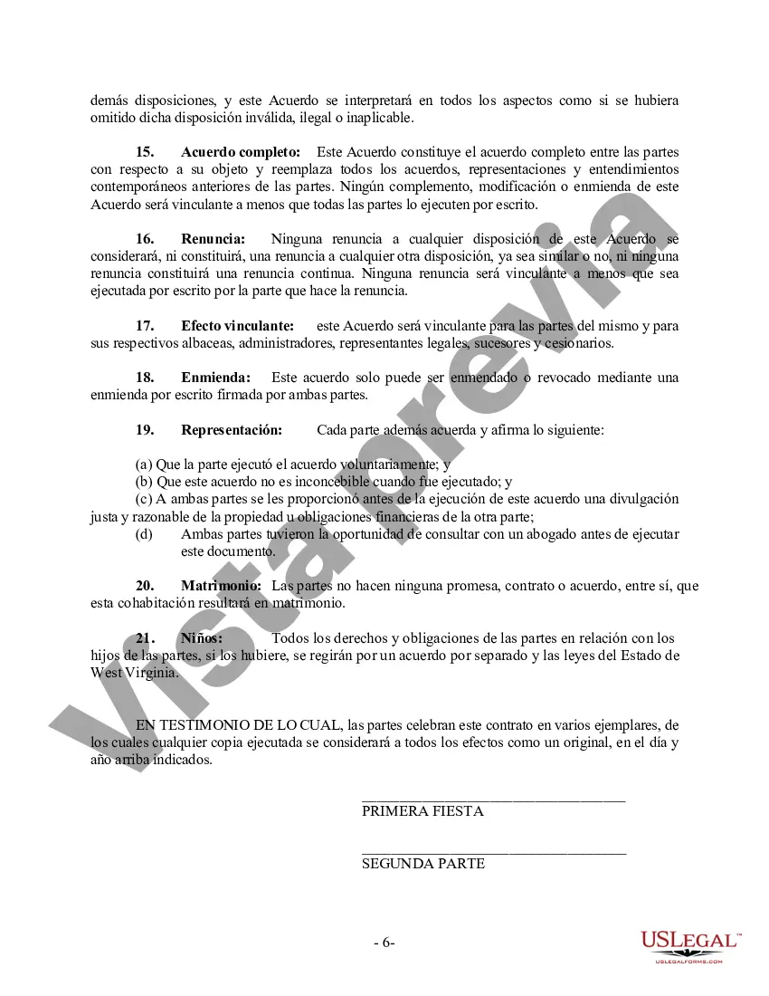 Preview Acuerdo de convivencia no marital de convivencia