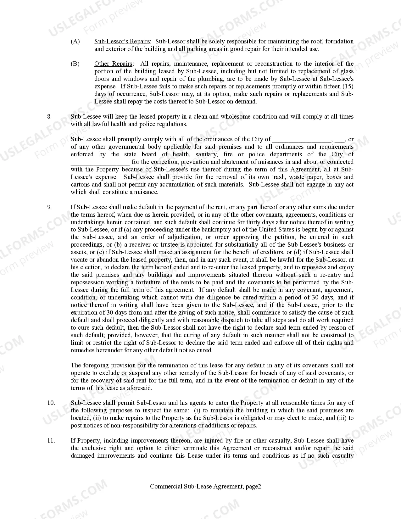 Preview Commercial Sublease