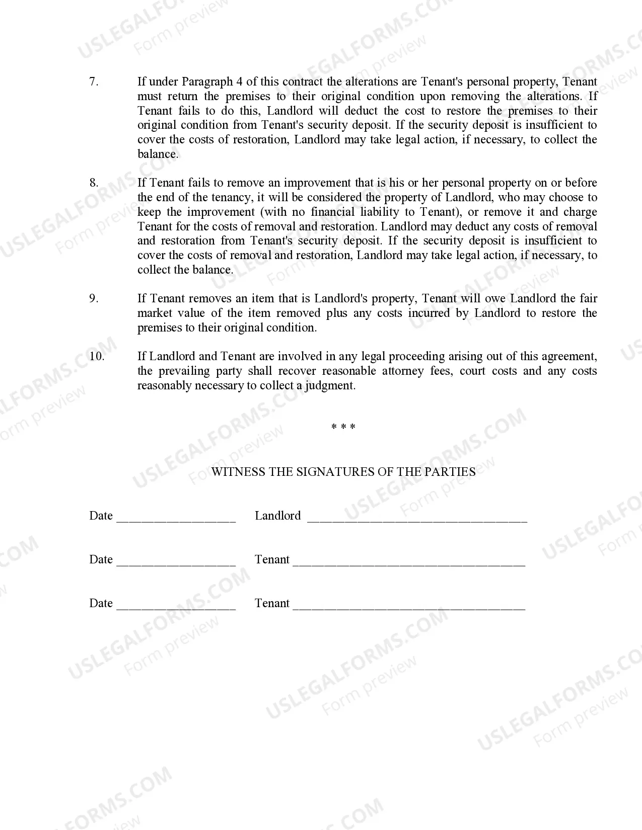 Preview Landlord Agreement to allow Tenant Alterations to Premises