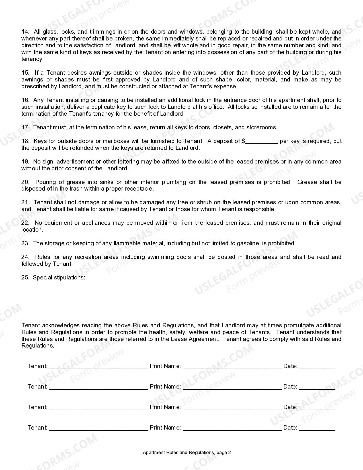 Preview Apartment Rules and Regulations