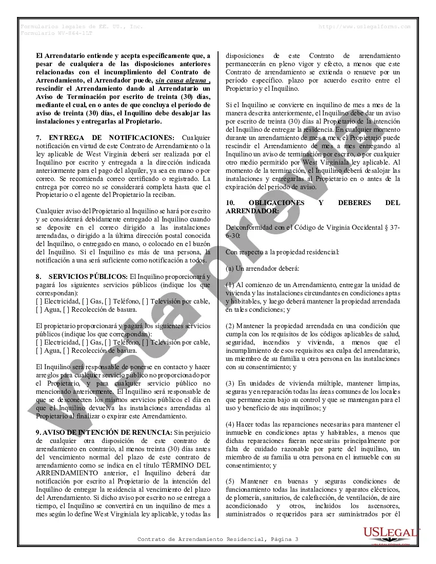 Preview Arrendamiento residencial o contrato de alquiler de mes a mes