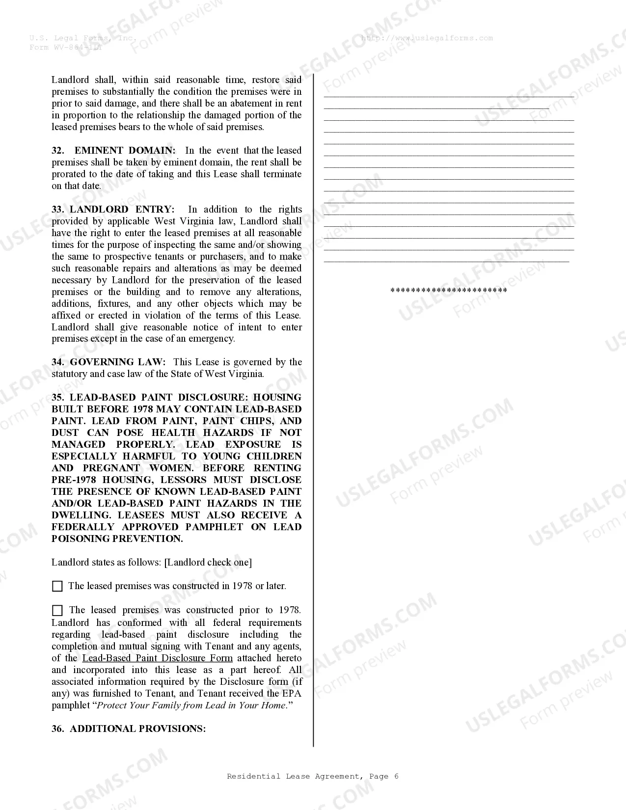 Preview Residential Lease or Rental Agreement for Month to Month