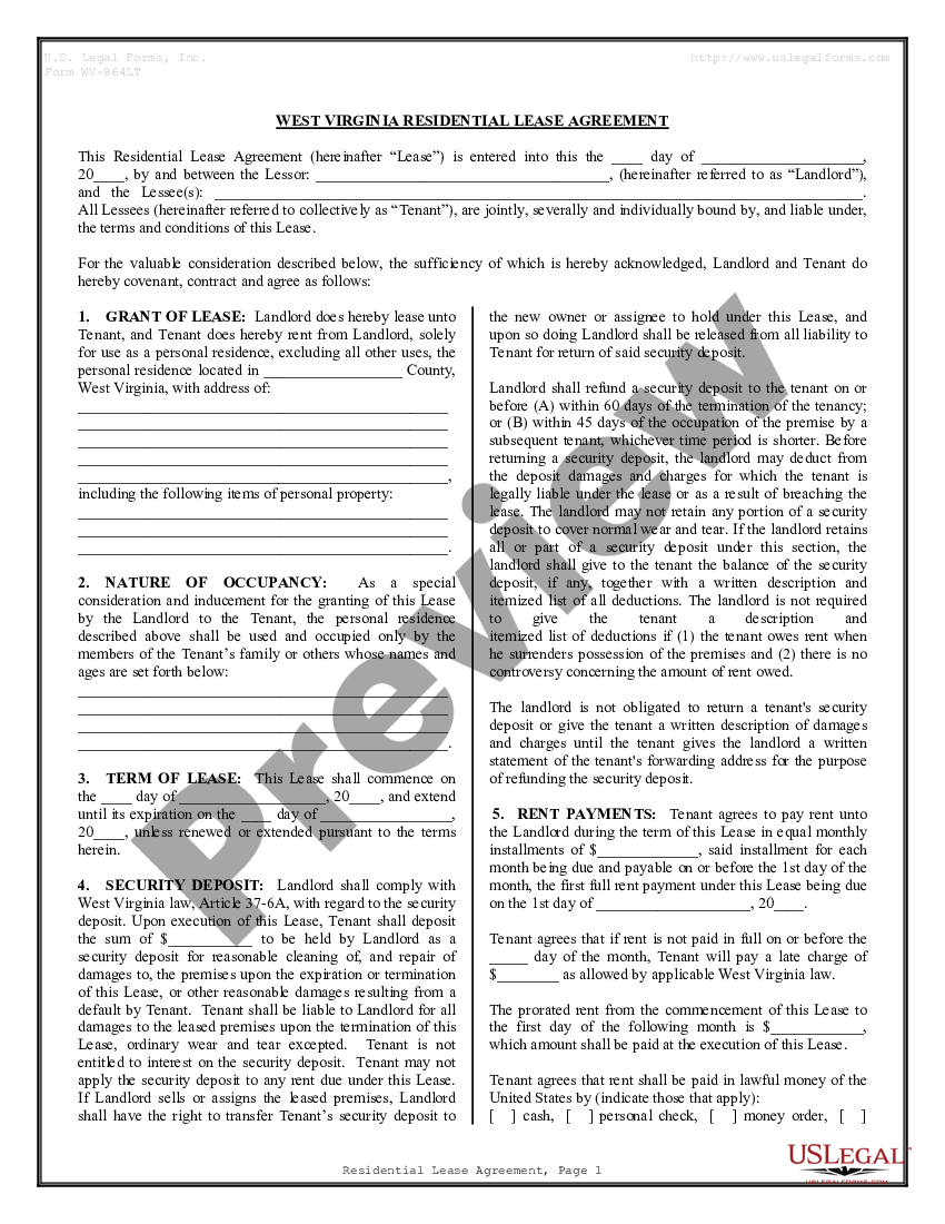 west virginia residential rental lease agreement rental agreement