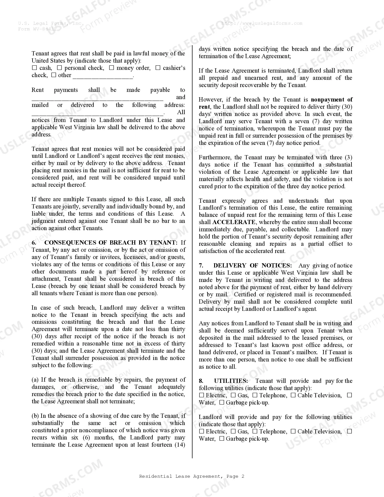 Preview Residential Rental Lease Agreement