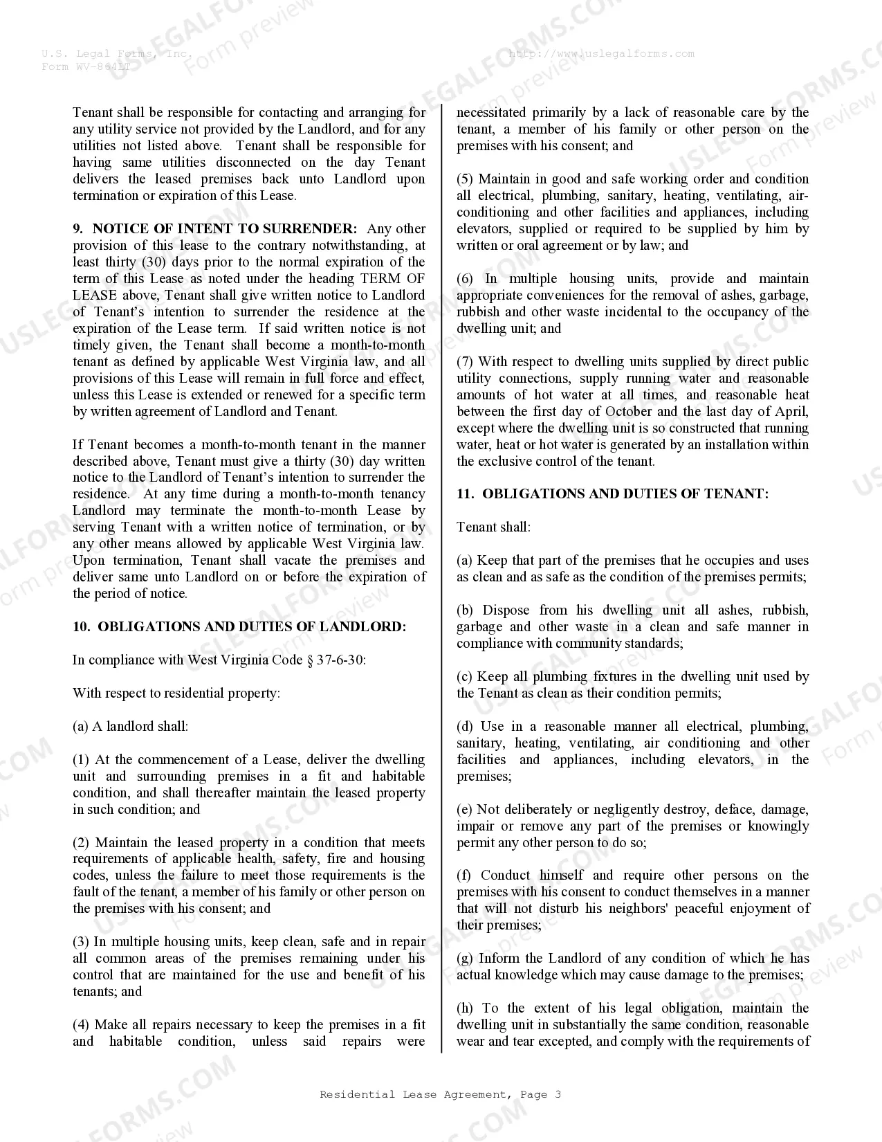 Preview Residential Rental Lease Agreement