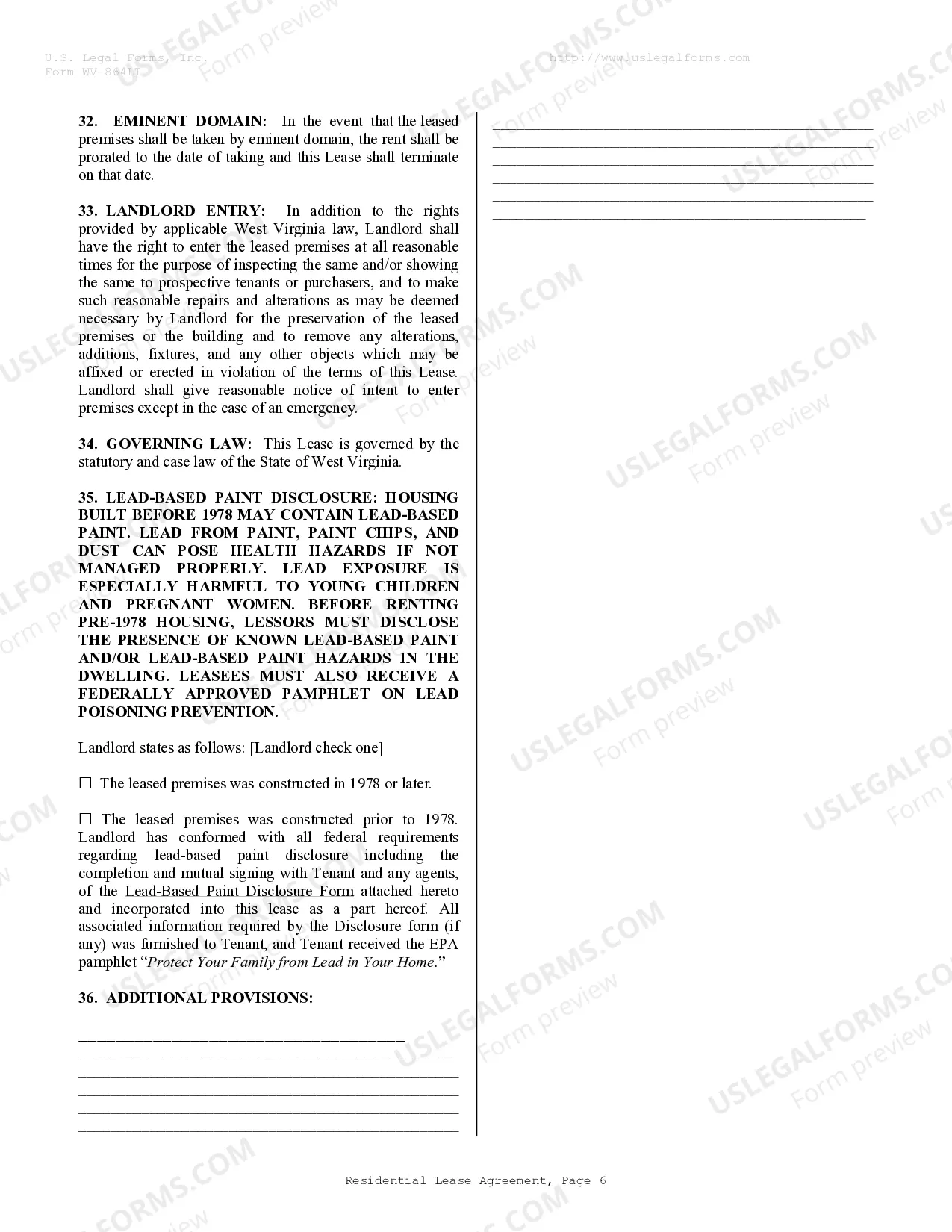 Preview Residential Rental Lease Agreement