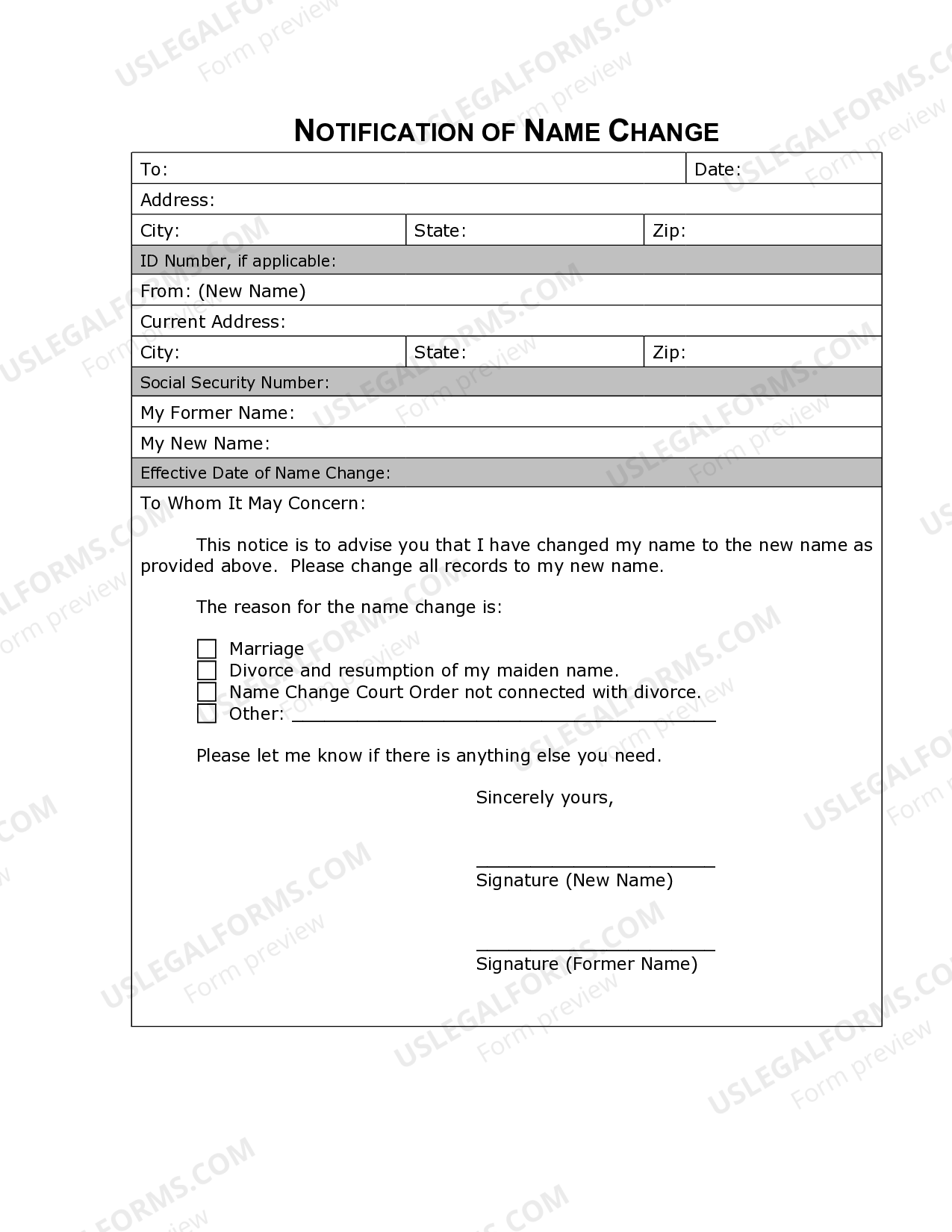 West Virginia Name Change Notification Form West Virginia Change US