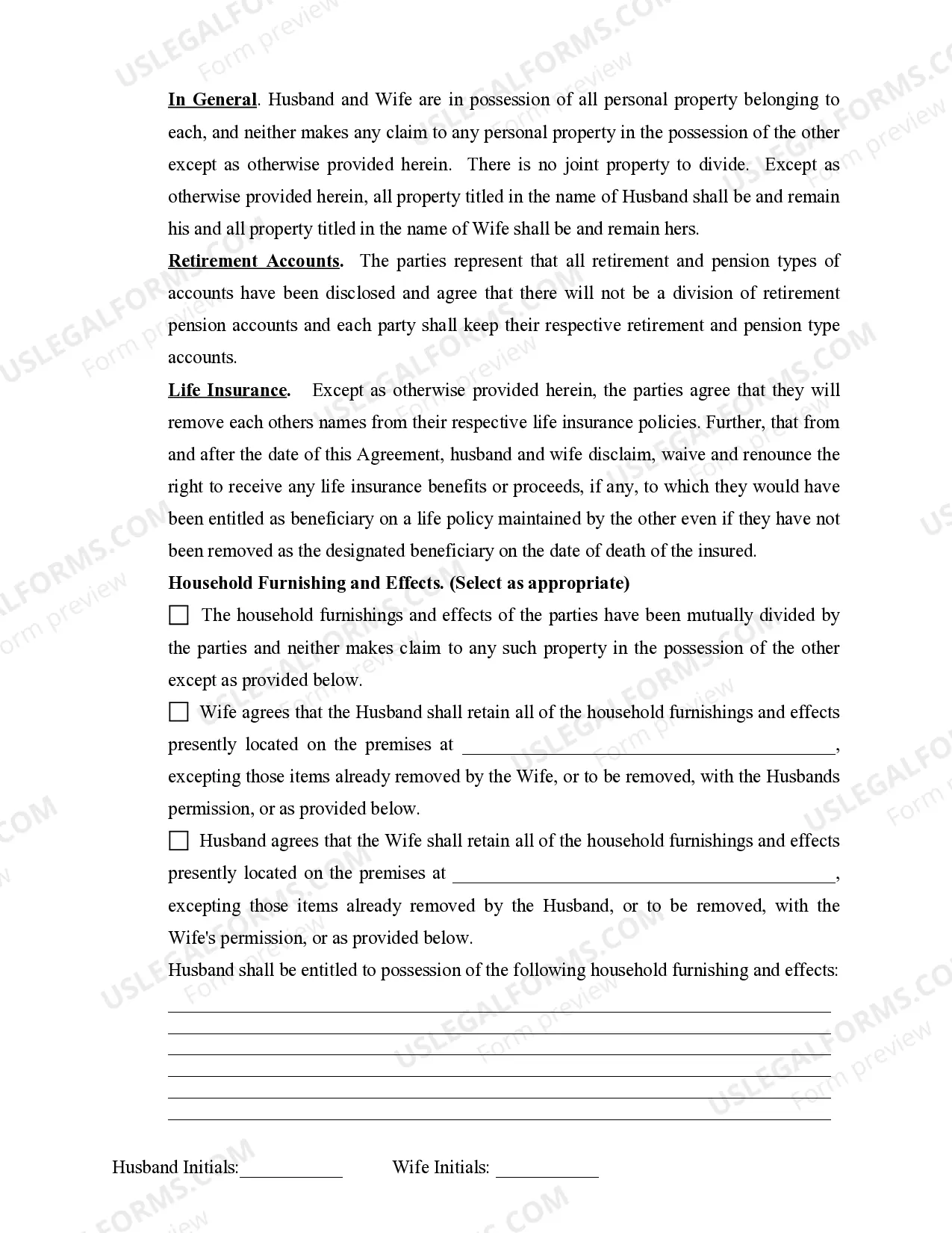 Preview Marital Domestic Separation and Property Settlement Agreement Minor Children no Joint Property or Debts effective Immediately