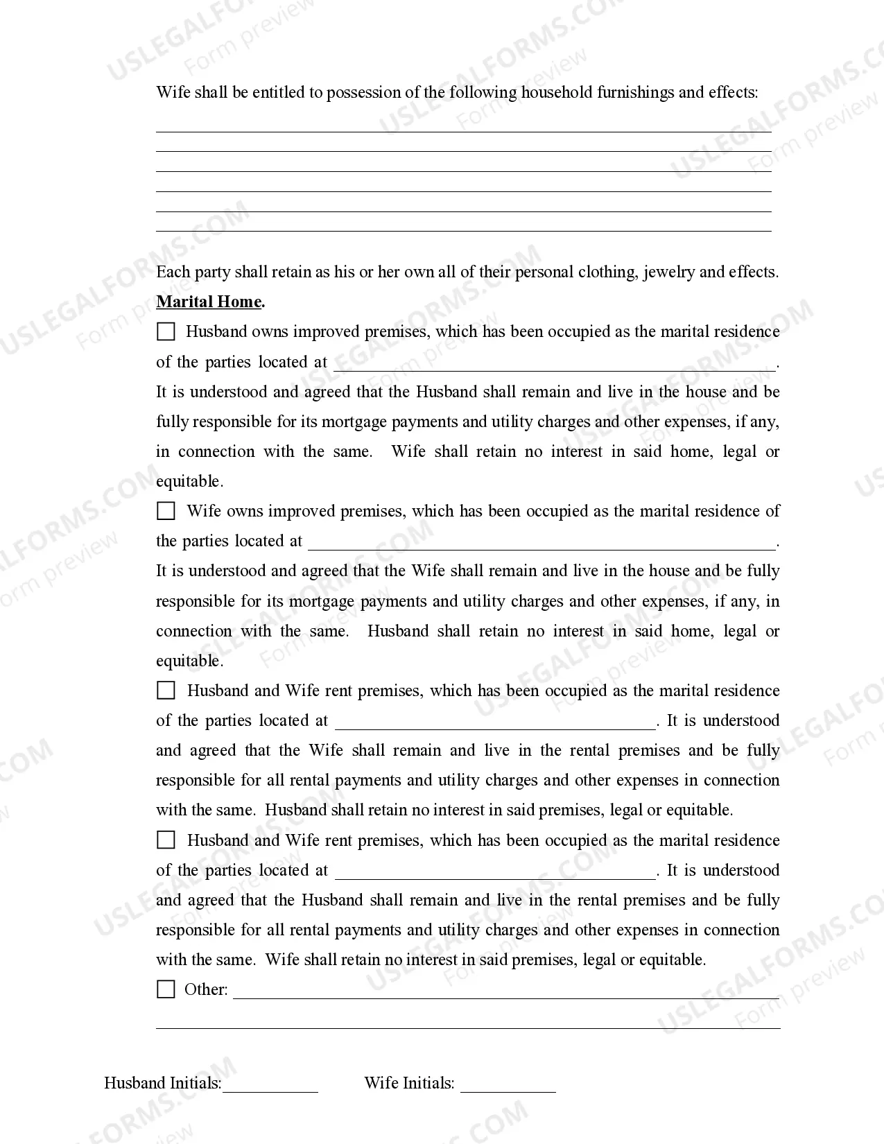 Preview Marital Domestic Separation and Property Settlement Agreement Minor Children no Joint Property or Debts effective Immediately